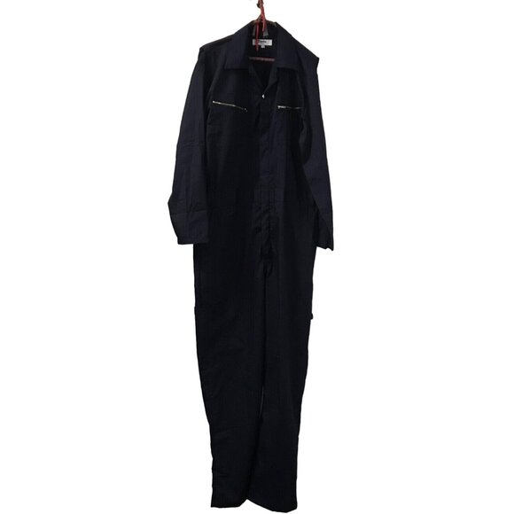 TOPTIE Coveralls Men's Large Long Sleeve Blue Snap Zip Front Elastic Waist NWOT - Picture 1 of 12